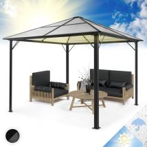 Blumfeldt - Pantheon Solid Sky Ambient Tonnelle de Jardin Waterproof en Aluminium 3x4m avec Toit Rigide en Polycarbonate Translucide, Barnum