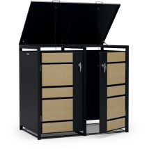 Blumfeldt - Elegante 3er-Mulltonnenbox fur 60/120/240 l Behalter, praktische Offnung von oben & vorne, sicher mit Schloss & Schlussel, ideal zur