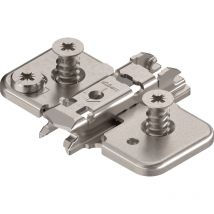 Blum - clip Montageplatte, kreuz, 0 mm, Stahl, mit vormontierten Systemschrauben, hv: Exzenter, vernickelt
