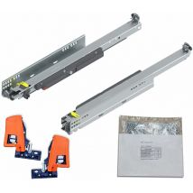Vasalat - blum movento tip-on 766H Schubladenschienen, 600mm Vollauszug 70kg, 1 Paar inkl. Kupplung und Montagezubehör-Set