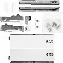Blum Schubladenschienen tandem set Zargenhöhe 115mm, mit tip-on blumotion Einheit, 30kg, NL350mm, Seidenweiß, bis KB600mm