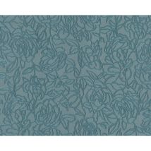 Edem - Blumen Tapete 9040-28 heißgeprägte Vliestapete geprägt mit floralem Muster glänzend blau 10,65 m2