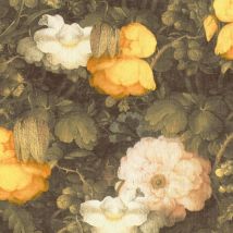 Blumen Tapete Profhome 369211 Vliestapete leicht strukturiert mit floralen Ornamenten matt grün gelb creme 5,33 m2