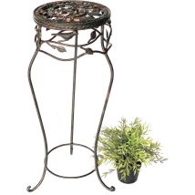 Blumenhocker Metall Schwarz Rund 65 Cm Blumenständer 18215 Blumensäule Antik Pflanzenständer Pflanzenhocker Vintage