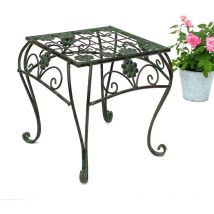 Blumenhocker Metall Grün Eckig 34 cm Blumenständer 96007 l Blumensäule Modern Pflanzenständer Pflanzenhocker Vintage