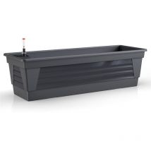 Blumenkasten Anthrazit 60x21x17 cm mit Hydroeinsatz und Wasserstandsanzeiger Pflanzkasten Balkonkasten - Plastard