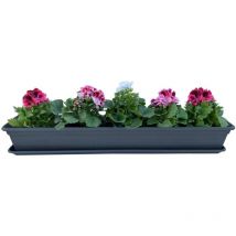 Hossi's Wholesale - Blumenkasten Balkonkasten Pflanzkasten Anthrazit mit Bewässerungssystem und Balkonkasten Untersetzer 80cm