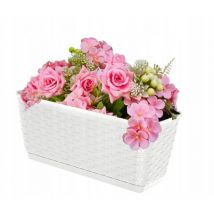 Blumenkasten 49cm Rattanoptik Untersetzer Balkonkasten Pflanzkasten Blumentopf