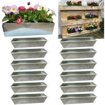 Hossi's Wholesale - 12er Set Zink Paletten Blumenkästen - Einsatz 38cm Groß Silber - Aus Metall Verzinkt - Zinkkasten Pflanzkasten Balkonkasten 