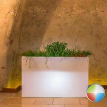 Blumenkübel rechteckig aus Harz 80x35 cm mod. Flowerpot mit multicolor led mit Solarbatterie