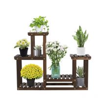 Yaheetech - Blumenregal aus Holz, Pflanzenregal Balkon, Pflanzentreppe mehrstöckig, Blumentreppe 4 Ebenen, Holzregal 95 x 25 x 73 cm