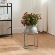 En Casa – Blumenständer Assen 31,5x19,5 cm – Grau – Metall – Dekorative Pflanzenpräsentation