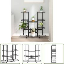 Happyshopping - The Living Store Blumenständer mit Rollen 94,5x24,5x91,5 cm Schwarz Eisen - Blumenständer - Pflanzenständer - Balkonmöbel