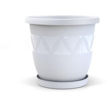 Blumentopf Capri 35 cm Durchmesser mit Untersetzer in Weiss - Plastard