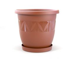 Blumentopf Capri 21 cm Durchmesser mit Untersetzer in Terrakotta - Plastard