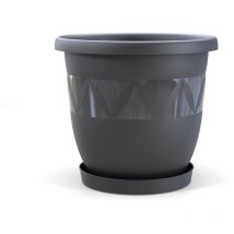 Blumentopf Capri 30 cm Durchmesser mit Untersetzer in Anthrazit - Plastard
