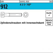 DIN 912/ISO 4762 Zylinderkopf-Schaftschraube M12x55 Edelstahl A2 70 blank Innensechskant 100 Stk