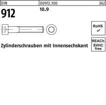 Din 912/ISO 4762 Zylinderkopf-Schaftschraube M4x35 Stahl 10.9 blank Innensechskant 500 Stk