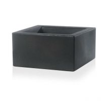 Moderner Vase "Cubo Schio Basso" Essential aus Kunststoff für Garten und Blumen und Pflanzen -Anthrazit