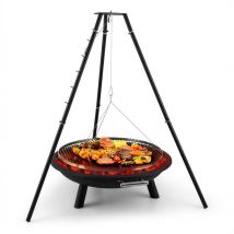 Braséro - Blumfeldt Arco Trino - Braséro barbecue - Grill pivotant - Braséro extérieur - Trépied Acier - Noir