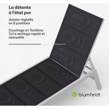 Blumfeldt - bain de soleil élegant en aluminium de haute qualite - fauteuil de jardin reglable et facile à nettoyer - convient à toutes les tailles