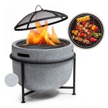 Blumfeldt - Feuerschale, Tragbare Feuerstelle Outdoor, Feuerschalen für den Garten, Terrasse & Camping, Feuerschale mit Grillrost & Holzlagerfach,