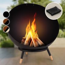 Brasero Exterieur pour le Jardin, Brasero Plancha Portable avec Grille de bbq, Pare-Etincelles et Bol en Acier, Brasero Barbecue avec Foyer pour le
