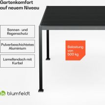 Pavillon 3x3, Wasserdicht Stabil Winterfest, Lamellendach Aus Verzinktem Stahl, Pulverbeschichteter Aluminiumrahmen, Wetterfest, Schwarz, Für Garten &