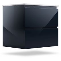 Blumfeldt - Waschbeckenunterschrank Mit Keramikwaschbecken 60 Cm - Anthrazit Glanzender Schrank Furs Bad, Eleganter Badezimmerschrank, Robust & Modern