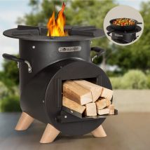 Brasero Exterieur Portable pour le Jardin Brasero Grill Barbecue Gri de Cuisson Brasero Bbq en Forme de l avec Bac à Cendres Foyer Camping Brûleur à