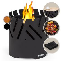 Brasero Exterieur pour le Jardin et Terrasse, Brasero Grill Portable, Couverture Pluie, Bol en Acier, Brasero bbq Rond avec Foyer Camping, Brûleur à
