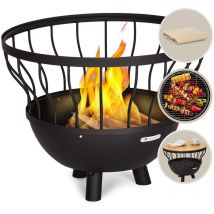 Blumfeldt Brasero Exterieur pour le Jardin et Terrasse, Brasero Portable, Couvercle Pare-Etincelles, Bol en Acier, Brasero BBQ Circulaire avec Foyer