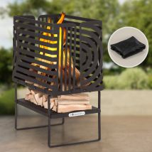 Blumfeldt - Brasero Exterieur pour le Jardin et Terrasse, Brasero Portable, Couvercle Pare-Etincelles, Bol en Acier, Brasero bbq Circulaire avec