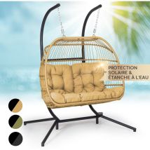 Fauteuil Suspendu sur Pied pour l'Extérieur et l'Intérieur, Fauteuil Oeuf Suspendu avec Balançoire de Jardin, Coussins en Polyester Doux, Hamac