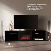 Blumfeldt - Klarstein tv Board, Wohnzimmer Möbel für tv, 160 cm Fernsehschrank mit Elektrokamin, Großes TV-Lowboard, Niedrige TV-Schränke mit