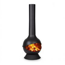 Knight on Fire Poêle à bois de jardin design cheminée - inox noir