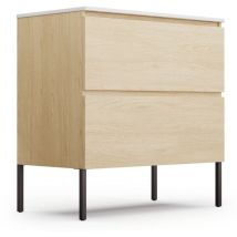Meuble de salle de bain avec vasque en céramique - Meuble de rangement couleur orme 80 cm - Ideal comme meuble de cuisine design élegant et