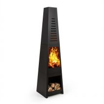 Monument - Cheminée de Jardin, Poêle de terrasse, FireView, Acier, inox, Espace de Rangement pour bûches, Aspect Moderne, Stable, avec Grille à