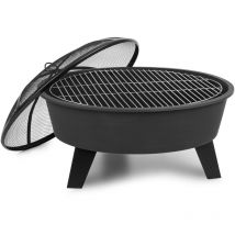 Blum - Braséro de jardin feldt Nolana - Foyer de terrasse - Grille barbecue Ø64 cm - Pare-étincelles - Charbon ou bois - Acier noir