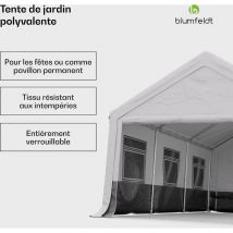Blumfeldt - Party Haven 4x6, serre de jardin - materiaux de haute qualite blanc/gris fonce, toit en pe 170 gr, abri de jardin de 4x6 - pergola