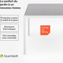 Blumfeldt Pergola à Lamelles Blumfeldt LuminaHaven 3x3 m, Structure en Aluminium et Acier Galvanisé Résistante aux Intempéries, Idéale Comme Pergola
