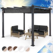 Blumfeldt - Pergola Aluminium 3x3m, Pergola Terrasse, Tonnelle de Jardin avec Toit Rétractable, Kit Pergolas en Métal, Cadre en Aluminium, Protection