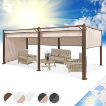 Blumfeldt - Pergola Aluminium 3x4m, Pergola Terrasse, Tonnelle de Jardin avec Toit Rétractable, Kit Pergolas en Métal, Cadre en Aluminium, Protection