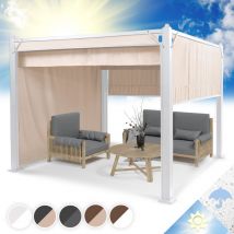 Pergola Aluminium Polycarbonate 3x3m, Pergola Terrasse, Hydrofuge, Tonnelle de Jardin avec Côtés, Kit Pergola en Métal avec Cadre en Aluminium,