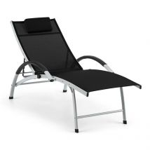 Blum - feldt Sun Valley Bain de Soleil avec Oreiller, Chaise Longue Pliable, Transat de relaxation, Structure en Aluminium, Dossier réglable en 4