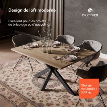 UrbanFodge triple x Pieds de Table – Pieds de Table Métal Noir Mat, Design Industriel, Capacité 200 kg, 68x71x120 cm, Assemblage Facile, Idéal pour
