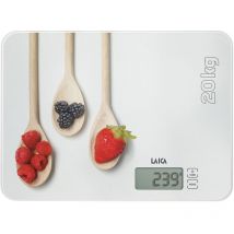 Laica - Balanza electrónica de cocina, blanco cucharas 20 kg - Blanco cucharas