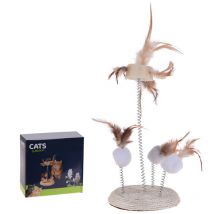 Cats juguete gatos plumas 14x33 cm , Juguete gatos plumas 14 x 33 cmIdeal para mantener entretenida a tu mascotaSoporte de mimbre del que sobresalen