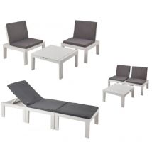 Progarden mesa baja + 2 sillones/tumbona duetto blanca conjunto