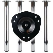 Tischbein-Set Edelstahl-Effekt 60 mm Höhe 710 mm Innensechskant Befestigung